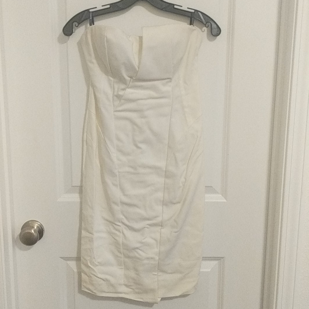 Creme Strapless Bebe Dress